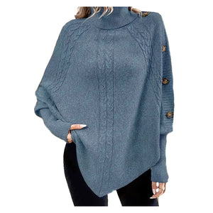 Poncho kooenigsblau Rollkragen